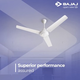 Bajaj Energos 26 5 Star 1200 mm BLDC Motor with Remote 3 Blade Ceiling Fan(Glossy White, Pack of 1)