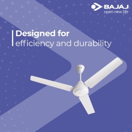 Bajaj Energos 26 5 Star 1200 mm BLDC Motor with Remote 3 Blade Ceiling Fan(Glossy White, Pack of 1)