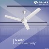 Bajaj Energos 26 5 Star 1200 mm BLDC Motor with Remote 3 Blade Ceiling Fan(Glossy White, Pack of 1)