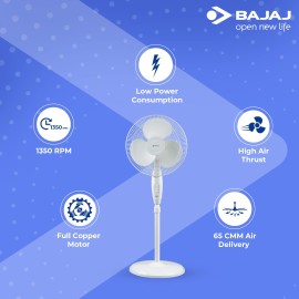 Bajaj Esteem 400 mm 3 Blade Pedestal Fan (White, Pack of 1)