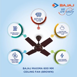 Bajaj Maxima 600 mm Ceiling Fan (Brown)