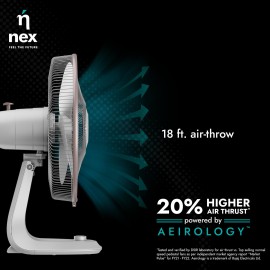 NNEX Glyde A5 400mm Table Fan for Home 2 Years Warranty Power of 3 Blades 20% Higher Air Thrust 100% Copper Motor-White
