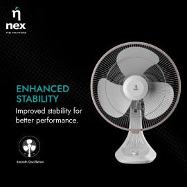 NNEX Glyde A5 400mm Table Fan for Home 2 Years Warranty Power of 3 Blades 20% Higher Air Thrust 100% Copper Motor-White