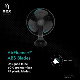 NNEX Glyde A5 400mm Table Fan for Home 2 Years Warranty Power of 3 Blades 20% Higher Air Thrust 100% Copper Motor-Black