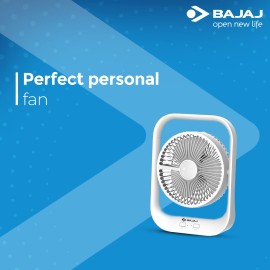 Bajaj Pygmy with LED Light 178 mm Silent Operation 3 Blade Table Fan (White)