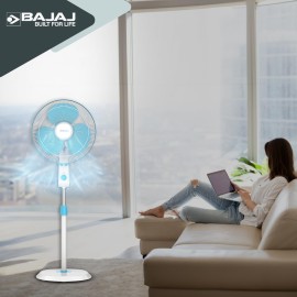 Bajaj Robusto 400mm Oscillating Pedestal Fan 3Years Comprehensive Warranty Icy Blue&White