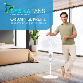 Syska Ordain Supreme SFPF 16H 400mm High Speed 3 Blade Pedestal Fan