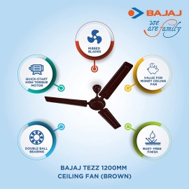 Bajaj Sabse Tezz 1200mm Ceiling Fan (Brown)