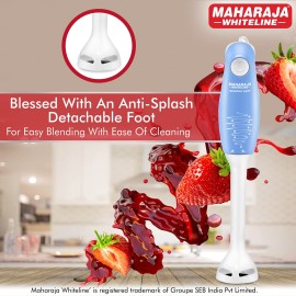 Maharaja Whiteline 175 Watt Hand Blender, Stainless Steel Blades, Long Lasting Performance With 175W Motor, (Blue And White)