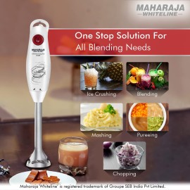 Maharaja Whiteline Turbomix King Plus Hand Blender,250W,800ml multi-purpose jar,500ml Chopper