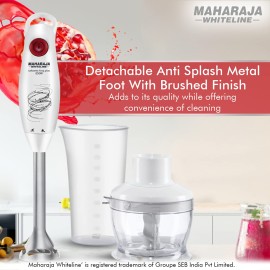 Maharaja Whiteline Turbomix King Plus Hand Blender,250W,800ml multi-purpose jar,500ml Chopper