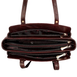 Hyatt Leather Accessories Full-Grain Natural Leather Top-Handle satchel Shoulder tote Bags For Women (Brown)