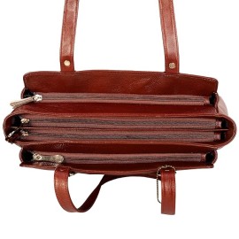 Hyatt Leather Accessories Full-Grain Natural Leather Top-Handle satchel Shoulder tote Bags For Women (Coffee)