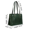 Hyatt Leather Accessories Full-Grain Natural Leather Top-Handle satchel Shoulder tote Bags For Women (Green)