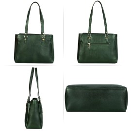 Hyatt Leather Accessories Full-Grain Natural Leather Top-Handle satchel Shoulder tote Bags For Women (Green)