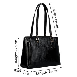 Hyatt Leather Accessories Full-Grain Natural Leather Top-Handle satchel Shoulder tote Bags For Women (Black)