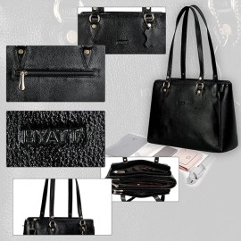Hyatt Leather Accessories Full-Grain Natural Leather Top-Handle satchel Shoulder tote Bags For Women (Black) Hyatt Leather Accessories Full-Grain Natural Leather Top-Handle satchel Shoulder tote Bags For Women (Black)