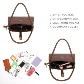 Hyatt Leather Accessories Full-Grain Leather Top-Handle satchels Tote Handbags & Shoulder Sling Bags For Women Office (Chikoo Tan)