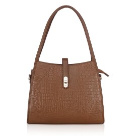 Hyatt Leather Accessories Full-Grain Leather Top-Handle satchels Tote Handbags & Shoulder Sling Bags For Women Office (Chikoo Tan)