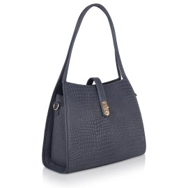 Hyatt Leather Accessories Full-Grain Leather Top-Handle satchels Tote Handbags & Shoulder Sling Bags For Women Office (Grey)