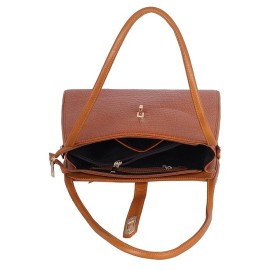 Hyatt Leather Accessories Full-Grain Leather Top-Handle satchels Tote Handbags & Shoulder Sling Bags For Women Office (Mango Tan)
