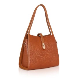 Hyatt Leather Accessories Full-Grain Leather Top-Handle satchels Tote Handbags & Shoulder Sling Bags For Women Office (Mango Tan)