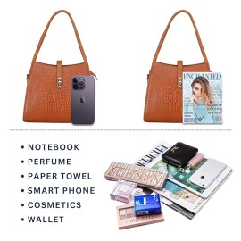 Hyatt Leather Accessories Full-Grain Leather Top-Handle satchels Tote Handbags & Shoulder Sling Bags For Women Office (Mango Tan)