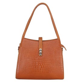 Hyatt Leather Accessories Full-Grain Leather Top-Handle satchels Tote Handbags & Shoulder Sling Bags For Women Office (Mango Tan)