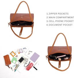 Hyatt Leather Accessories Full-Grain Leather Top-Handle satchels Tote Handbags & Shoulder Sling Bags For Women Office (Mango Tan)