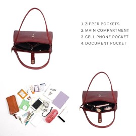 Hyatt Leather Accessories Full-Grain Leather Top-Handle satchels Tote Handbags & Shoulder Sling Bags For Women Office (Maroon)