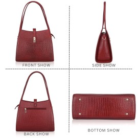 Hyatt Leather Accessories Full-Grain Leather Top-Handle satchels Tote Handbags & Shoulder Sling Bags For Women Office (Maroon)