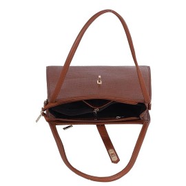 Hyatt Leather Accessories Full-Grain Leather Top-Handle satchels Tote Handbags & Shoulder Sling Bags For Women Office (Tan)