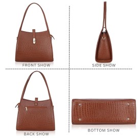 Hyatt Leather Accessories Full-Grain Leather Top-Handle satchels Tote Handbags & Shoulder Sling Bags For Women Office (Tan)