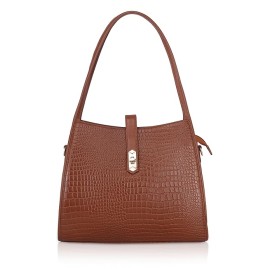 Hyatt Leather Accessories Full-Grain Leather Top-Handle satchels Tote Handbags & Shoulder Sling Bags For Women Office (Tan)
