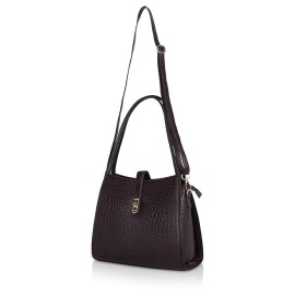 Hyatt Leather Accessories Full-Grain Leather Top-Handle satchels Tote Handbags & Shoulder Sling Bags For Women Office (Brown)