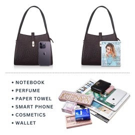 Hyatt Leather Accessories Full-Grain Leather Top-Handle satchels Tote Handbags & Shoulder Sling Bags For Women Office (Brown)