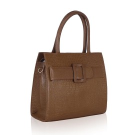 Hyatt Leather Full-Grain Cro Leather Top-Handle satchels Tote Handbags & Shoulder Sling Bags For Women Office (Chikoo Tan)
