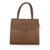 Hyatt Leather Full-Grain Cro Leather Top-Handle satchels Tote Handbags & Shoulder Sling Bags For Women Office (Chikoo Tan)
