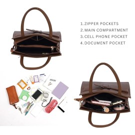 Hyatt Leather Full-Grain Cro Leather Top-Handle satchels Tote Handbags & Shoulder Sling Bags For Women Office (Chikoo Tan)