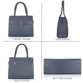 Hyatt Leather Full-Grain Cro Leather Top-Handle satchels Tote Handbags & Shoulder Sling Bags For Women Office (Grey)