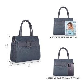 Hyatt Leather Full-Grain Cro Leather Top-Handle satchels Tote Handbags & Shoulder Sling Bags For Women Office (Grey)