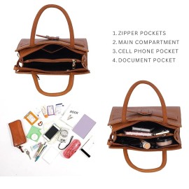 Hyatt Leather Full-Grain Cro Leather Top-Handle satchels Tote Handbags & Shoulder Sling Bags For Women Office (Mango Tan)