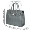 Hyatt Leather Accessories Full-Grain Natural Cro Leather Top-Handle satchel Tote Handbags & Shoulder Sling Bags For Women Office Branded Stylish (Light Grey)