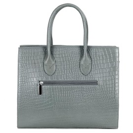 Hyatt Leather Accessories Full-Grain Natural Cro Leather Top-Handle satchel Tote Handbags & Shoulder Sling Bags For Women Office Branded Stylish (Light Grey)
