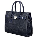Hyatt Leather Accessories Full-Grain Natural Cro Leather Top-Handle satchel Tote Handbags & Shoulder Sling Bags For Women Office Branded Stylish (Navy Blue)