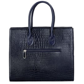 Hyatt Leather Accessories Full-Grain Natural Cro Leather Top-Handle satchel Tote Handbags & Shoulder Sling Bags For Women Office Branded Stylish (Navy Blue)