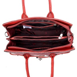 Hyatt Leather Accessories Full-Grain Natural Cro Leather Top-Handle satchel Tote Handbags & Shoulder Sling Bags For Women Office Branded Stylish (Maroon)