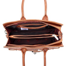 Hyatt Leather Accessories Full-Grain Natural Cro Leather Top-Handle satchel Tote Handbags & Shoulder Sling Bags For Women Office Branded Stylish (Tan)