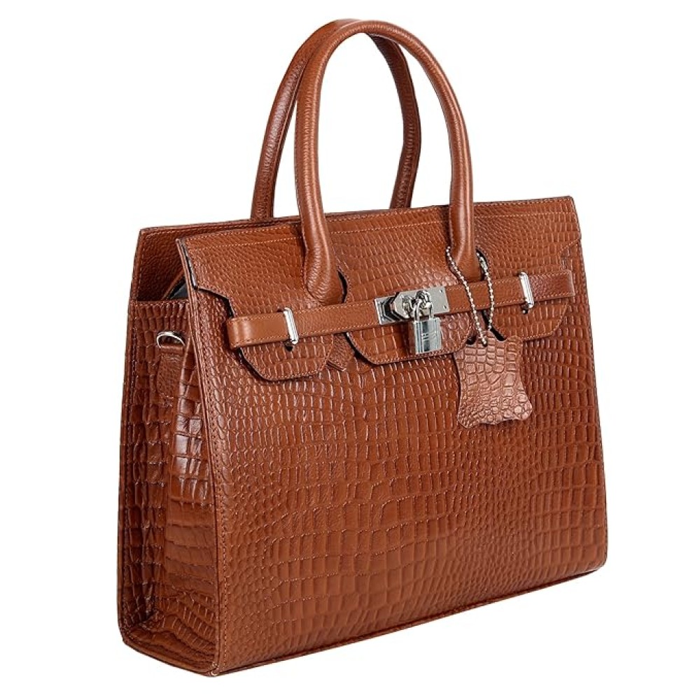 Hyatt Leather Accessories Full-Grain Natural Cro Leather Top-Handle satchel Tote Handbags & Shoulder Sling Bags For Women Office Branded Stylish (Tan)
