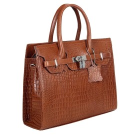 Hyatt Leather Accessories Full-Grain Natural Cro Leather Top-Handle satchel Tote Handbags & Shoulder Sling Bags For Women Office Branded Stylish (Tan)